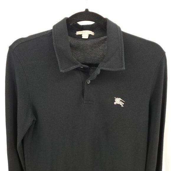 Men's Burberry Brit 100% Cotton Long Sleeve Polo S Black - Picture 5 of 16